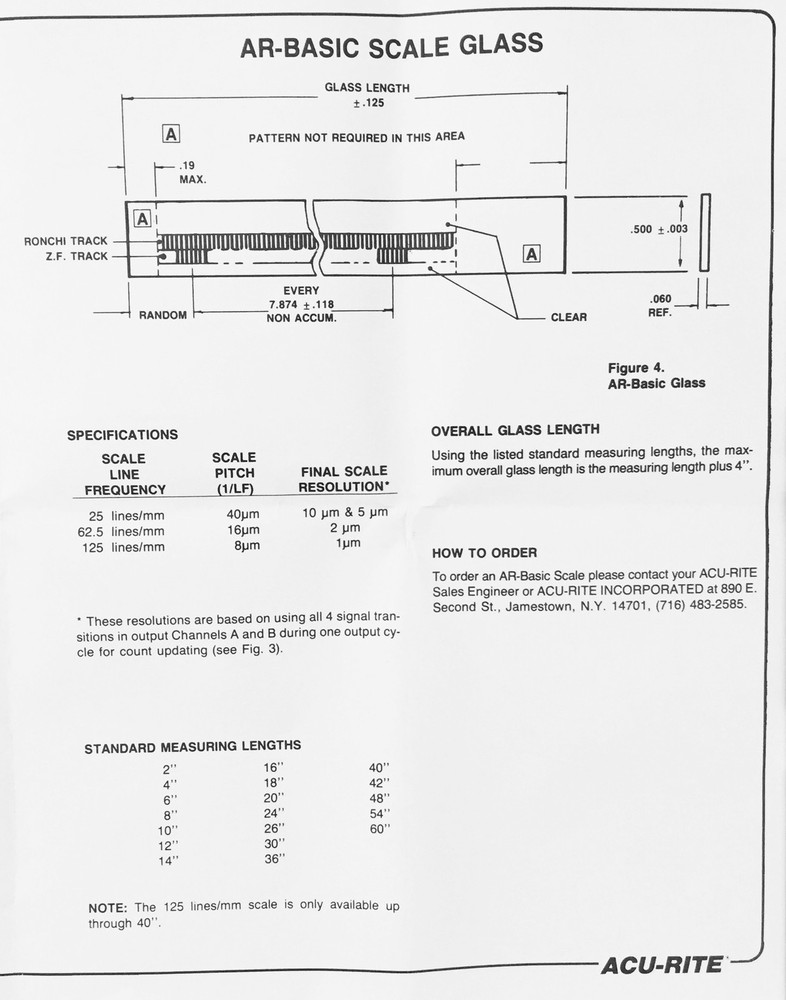 ACU-RITE 8-1/2" | 215mm 2um LINEAR ENCODER 38-089-061 Glass Scale w/ Read Head