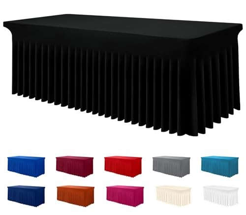 Spandex Tablecloth, Elastic Fitted Stretch 72" x 30" (Rectangular) Black
