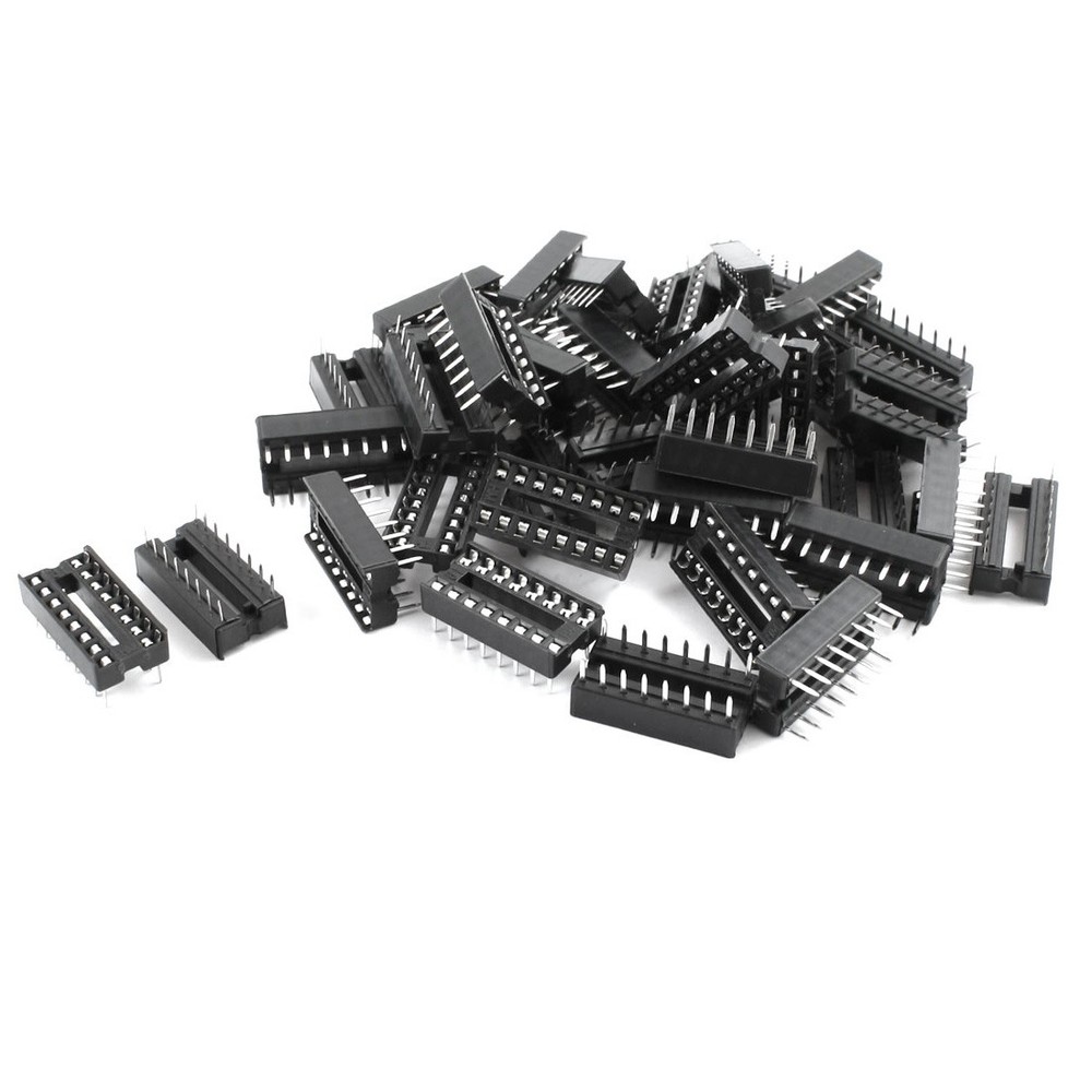 40PACK 2.54mm PCB Board 2 Row 16 Pin DIP Solder Type IC Socket Adapter