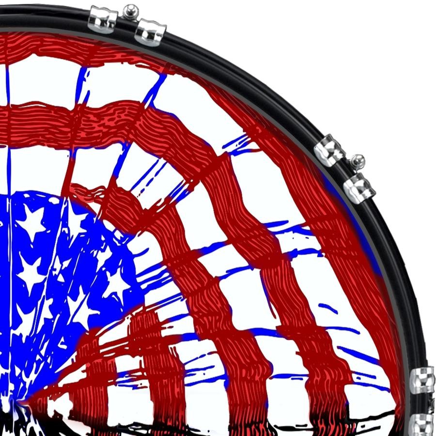 22" Custom Bass Kick Drum Front Head Graphic Graphical Flag USA Abstract