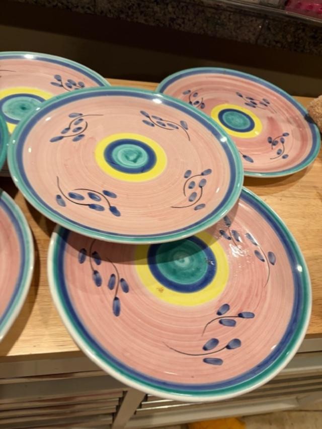 Caleca Caa3 Pink 7 Dinner Plates 5 as is w small nick 11"