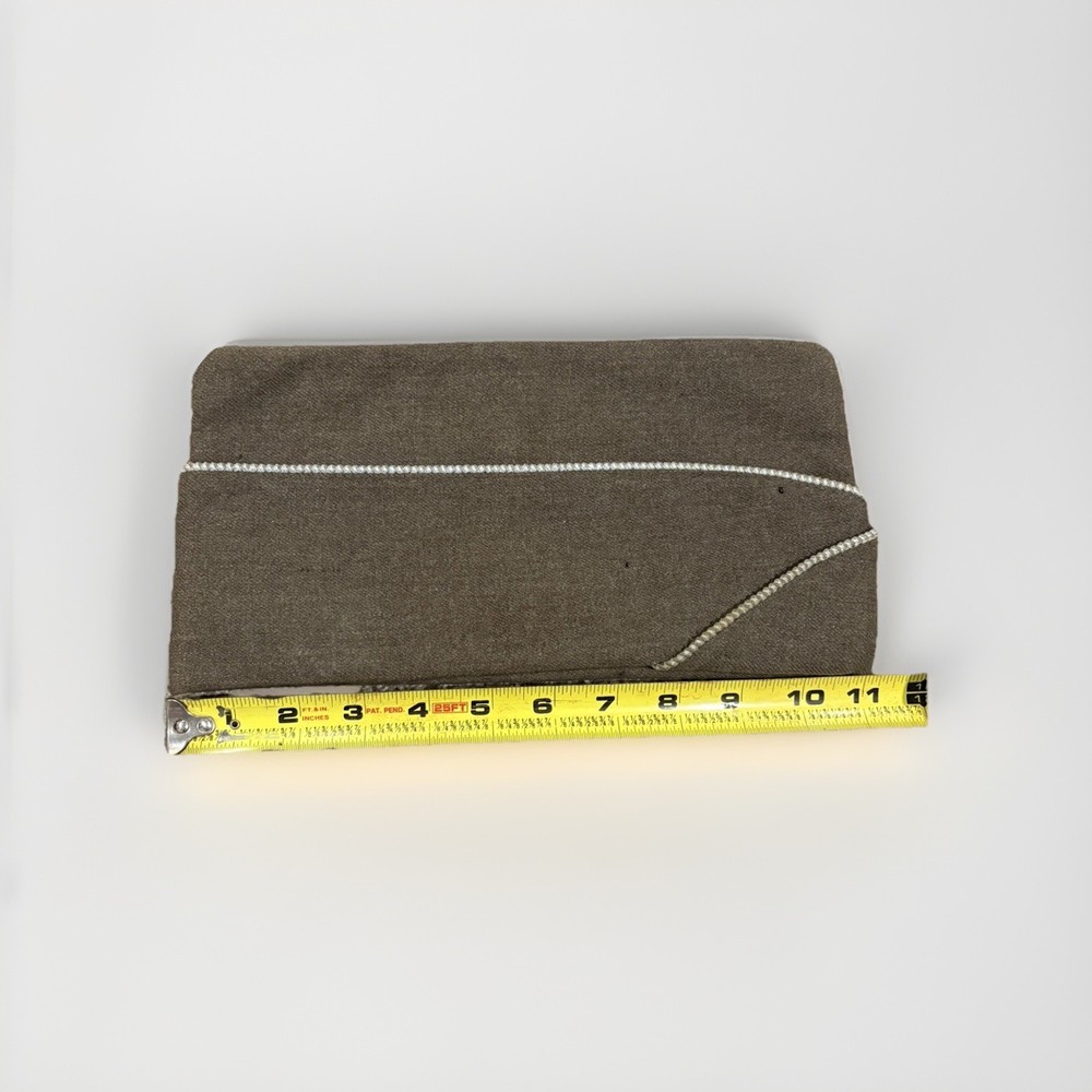 Garrison US Army Hat Cap, original post WWII infantry oversees, olive green wool