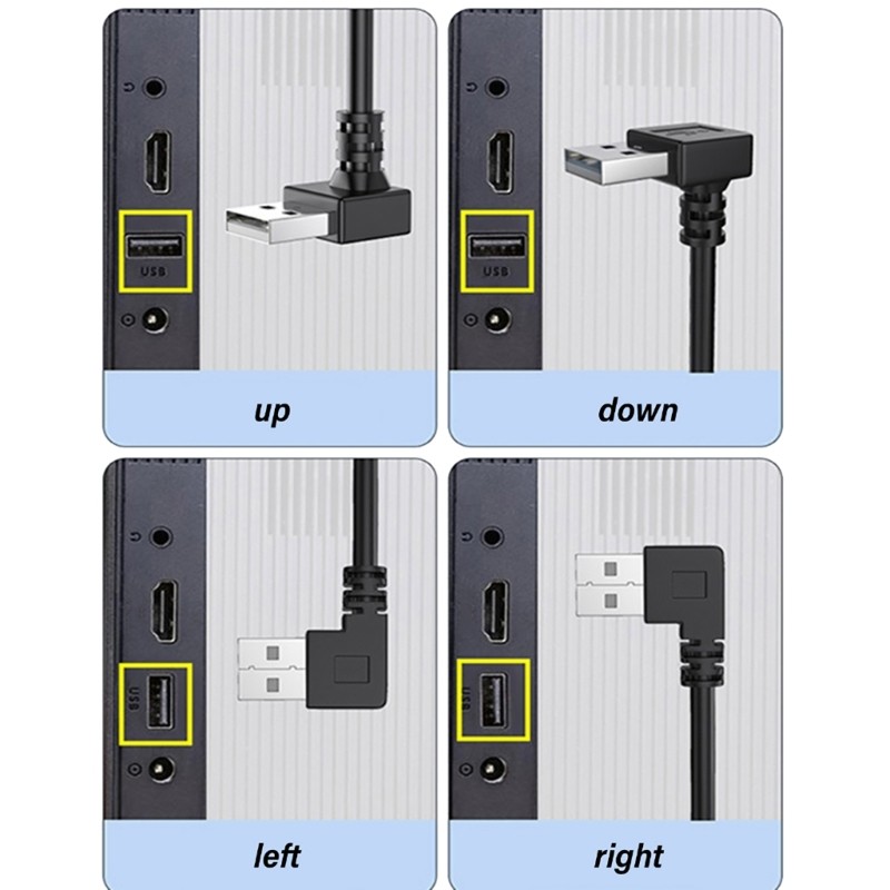 USB3.0 Right Left Angled Extension Cable 5Gbps USB Cord Enhances Connection