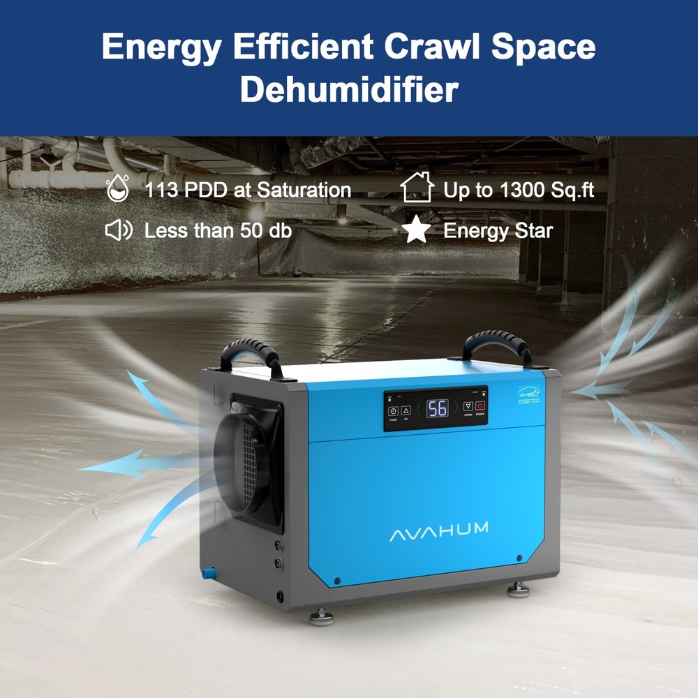113 pt crawl space dehumidifier, 1700 sq ft, drain