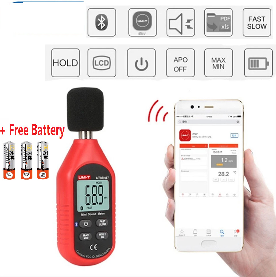 UNI-T UT353-BT Mini Sound Level Meter Adjustable Sample Rate LCD Backlight