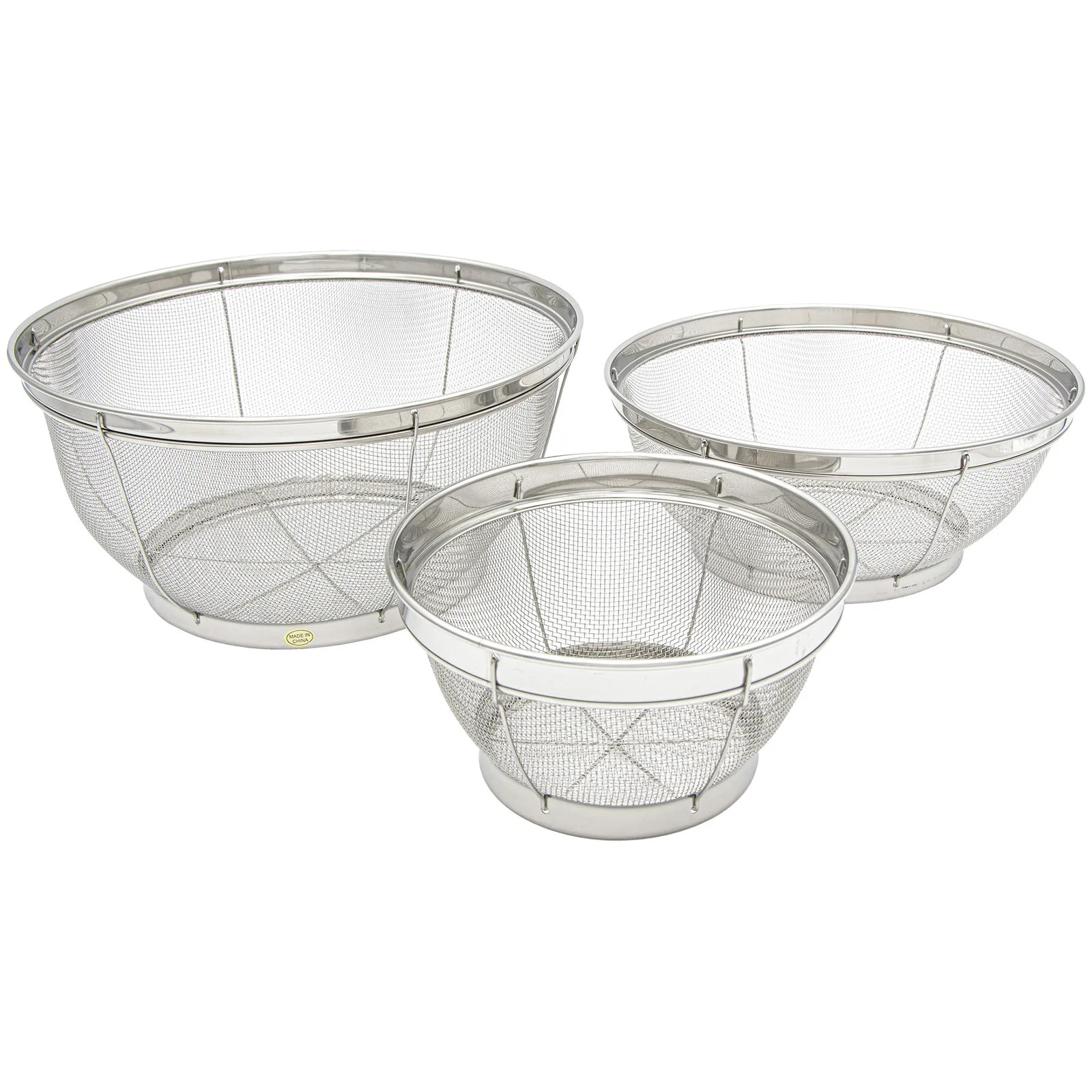 Kitchen-Rite Stainless Steel Mesh 3-Piece Colander Set