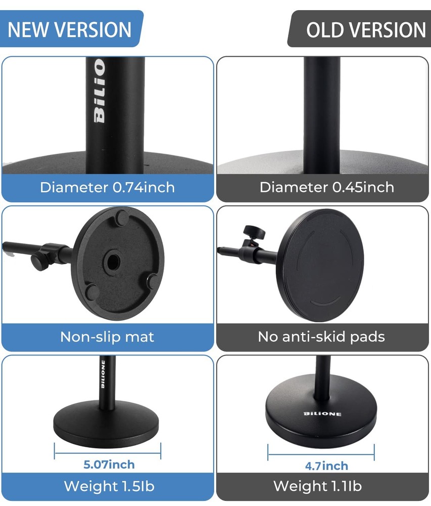 Multifunctional Desktop Microphone Stand, Adjustable Mic Stand Desk with Pop Fil