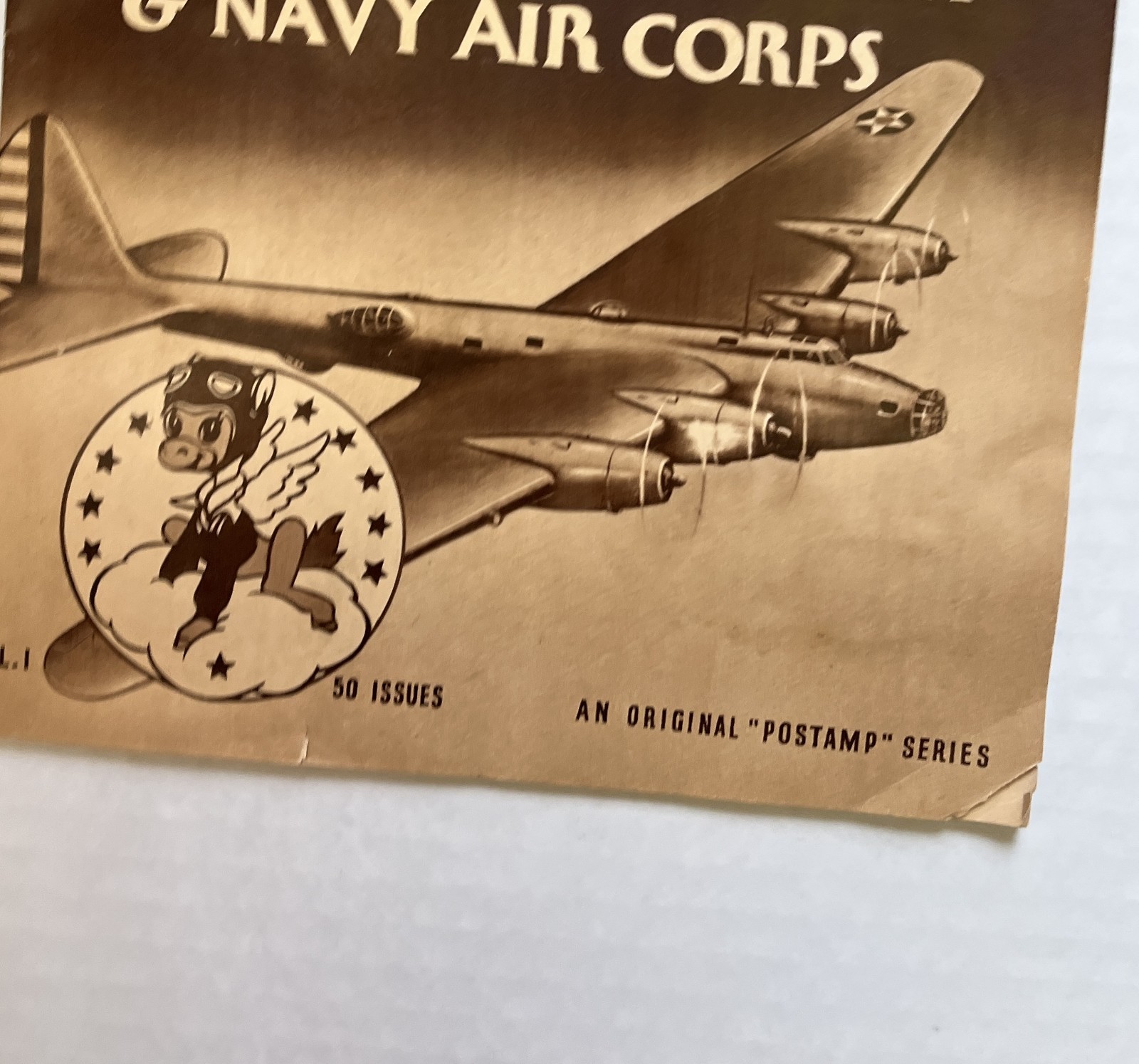 1942 Vtg WW2 Combat Insignia Stamps of United States Army & Navy book 50 stamps