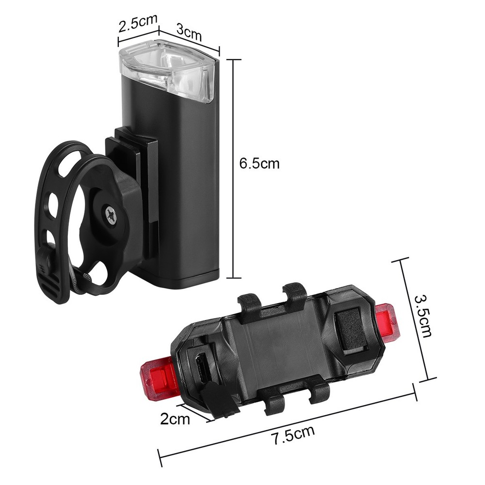 4-Pack USB Rechargeable LED Bicycle Headlight Front Rear Light Cycling Lamp Set