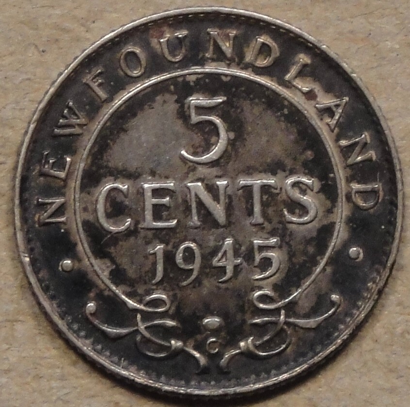 Newfoundland 1945-C Five Cent Silver as Pictured