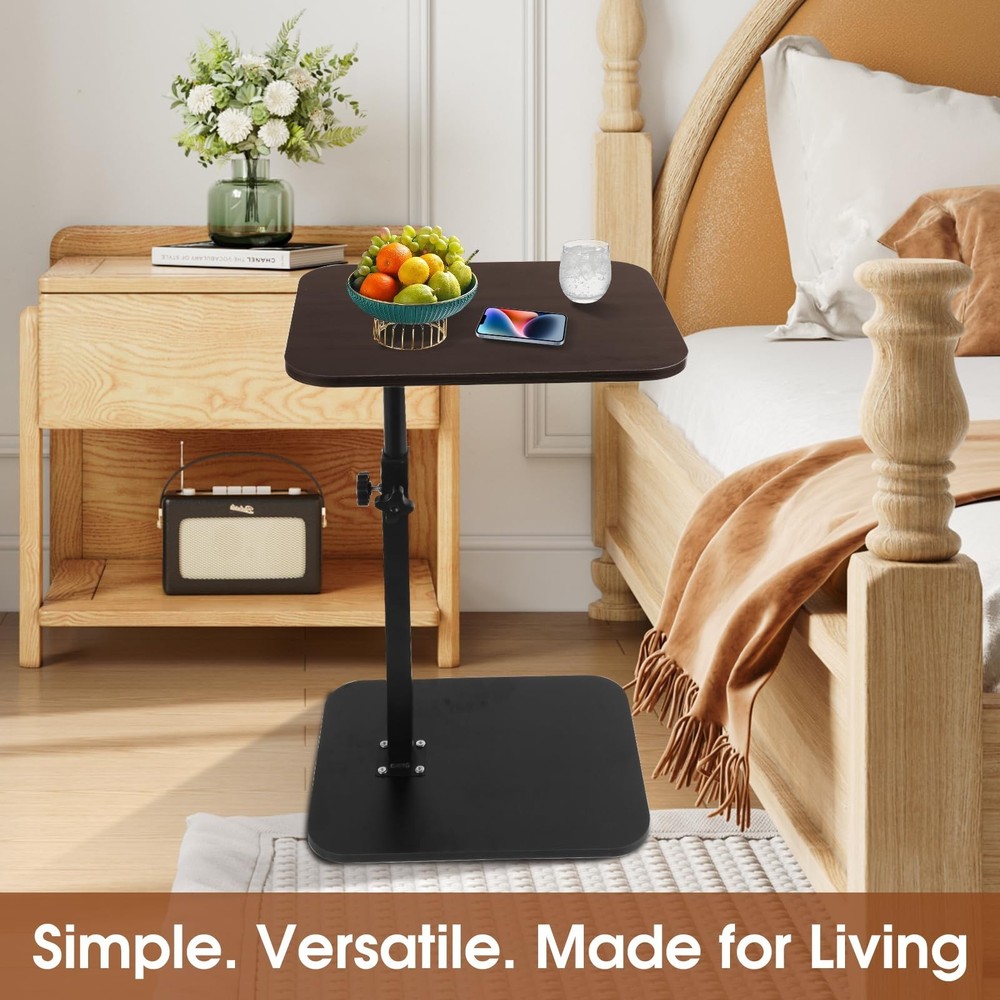 TV Tray Table 360° Swivel Adjustable Height C Table End Table for Small Spa