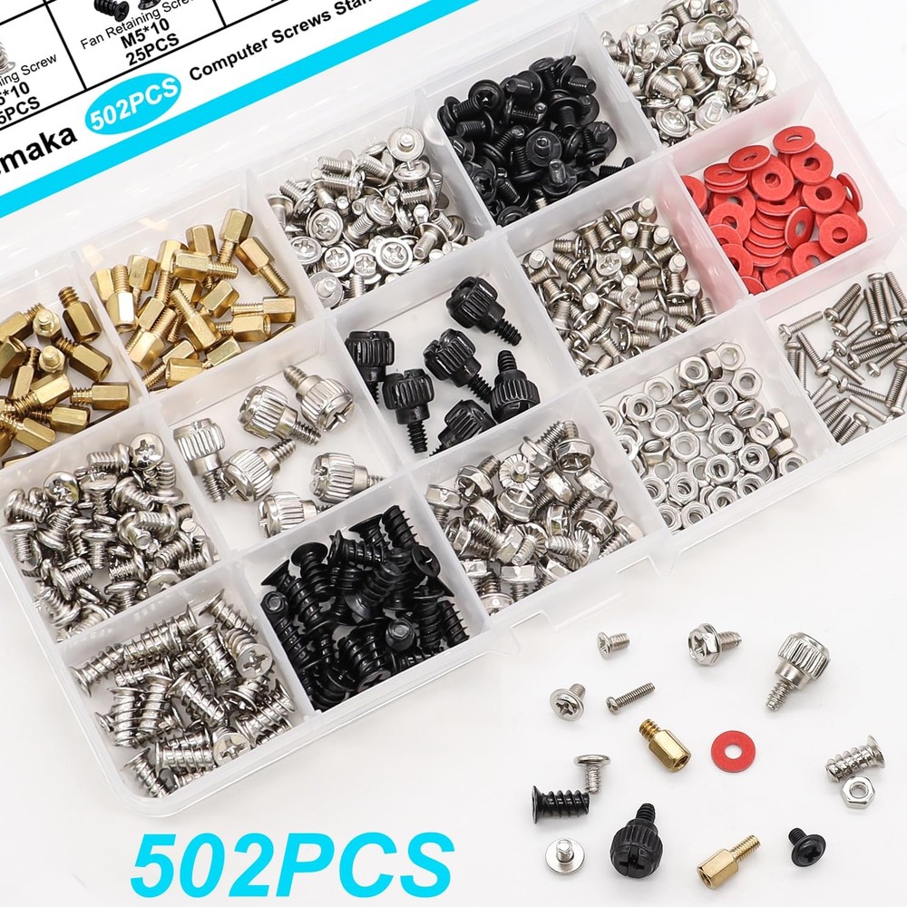 502PCS Computer Screws Assortment Kit, Motherboard Standoffs PC...