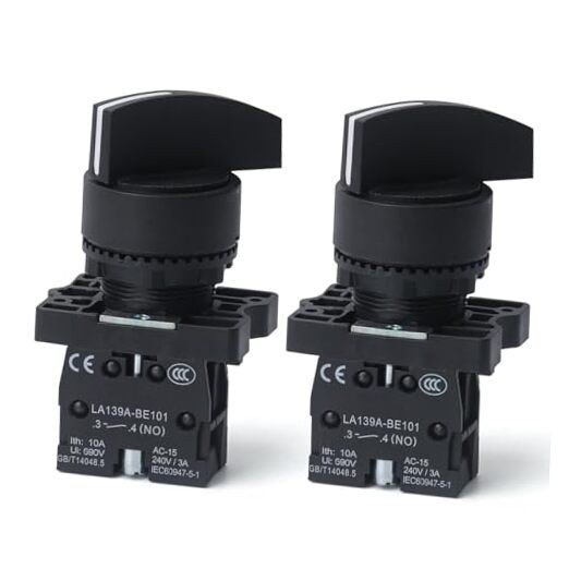 2PCS 22MM 2Position Selector Switch Momentary Rotary 2 Position Momentary