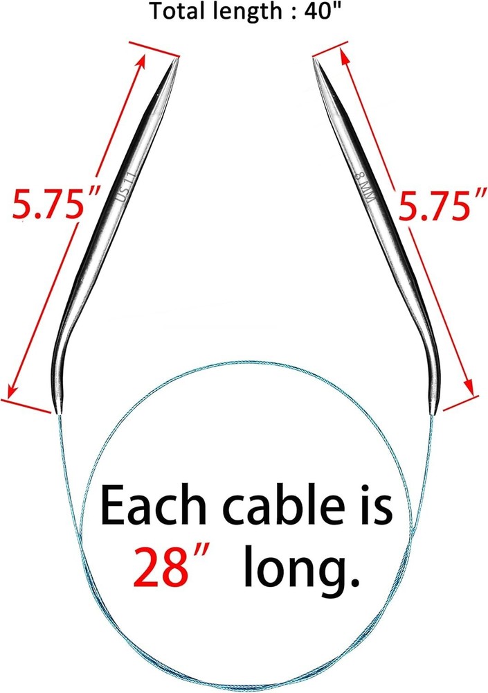 Magic Loop 40-Inch Circular Needle Set - Seamless Knitting in Sizes US 1.5-15