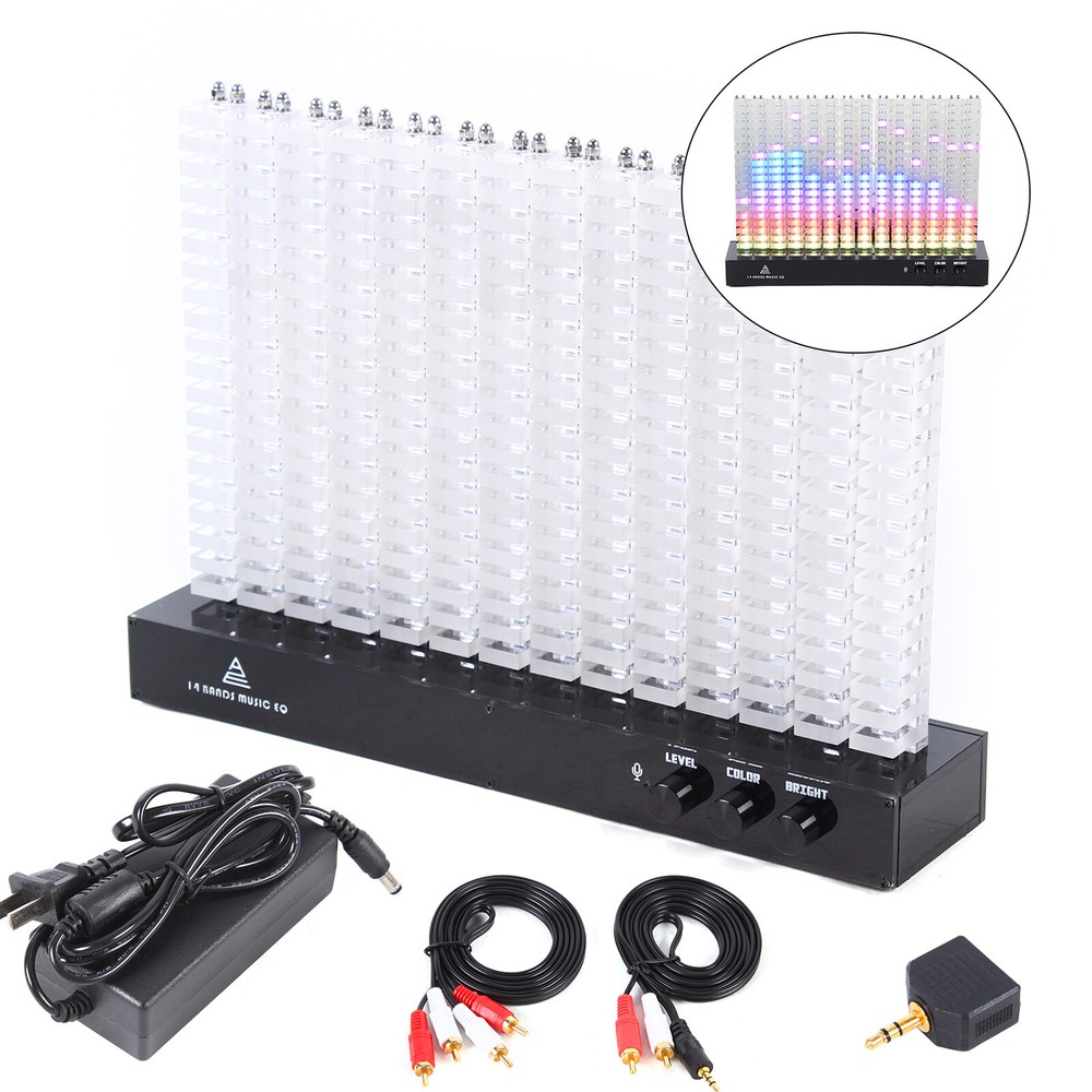 LED Music Spectrum Display Analyzer Stereo Audio Level Indicator 14-Segment 110V