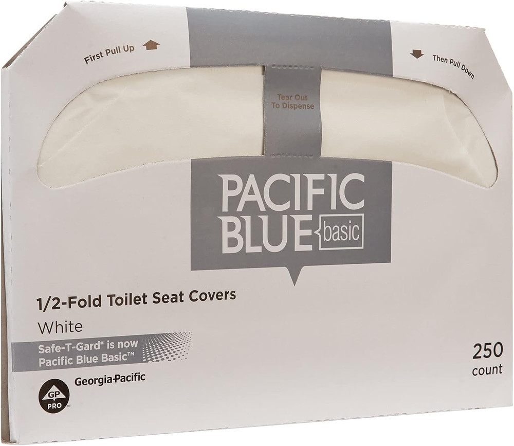 Pacific Blue Basic Disposable Toilet Seat Covers by GP PRO (), 1/2 Fold, 47046,