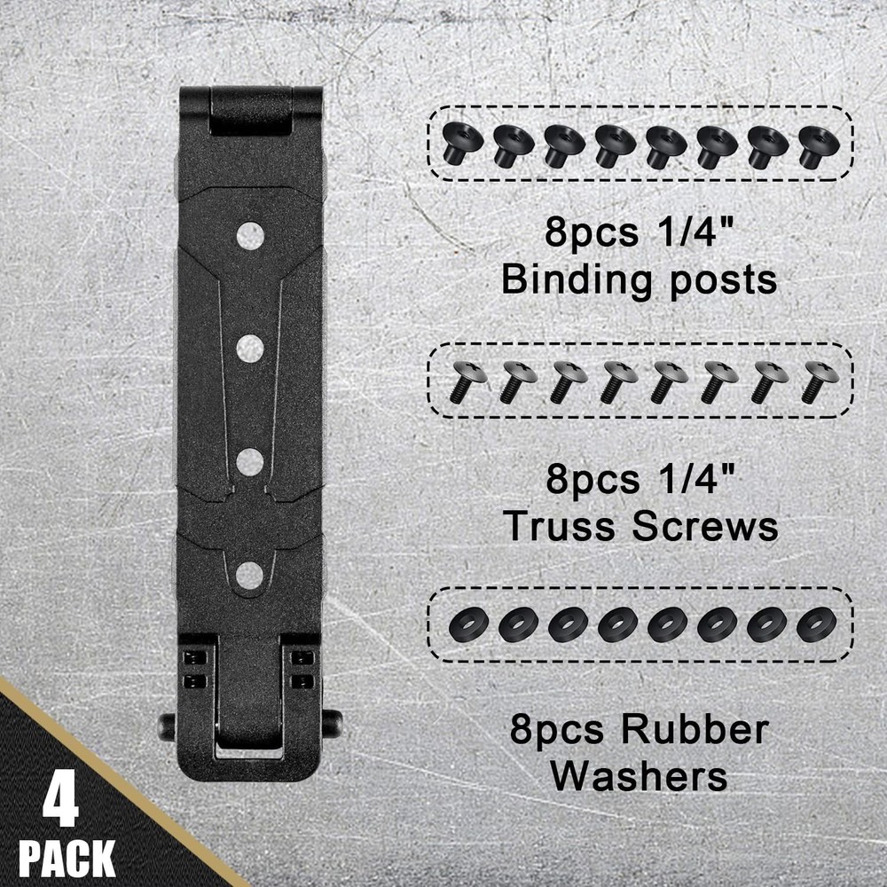 3" Molle Clips 4-Pack, Molle Attachment Clips with Mounting Hardware for Vests,