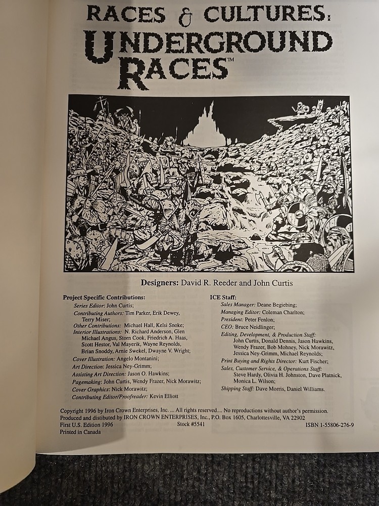 Underground Races - Rolemaster Sourcebook - I.C.E. #5541 - 1996