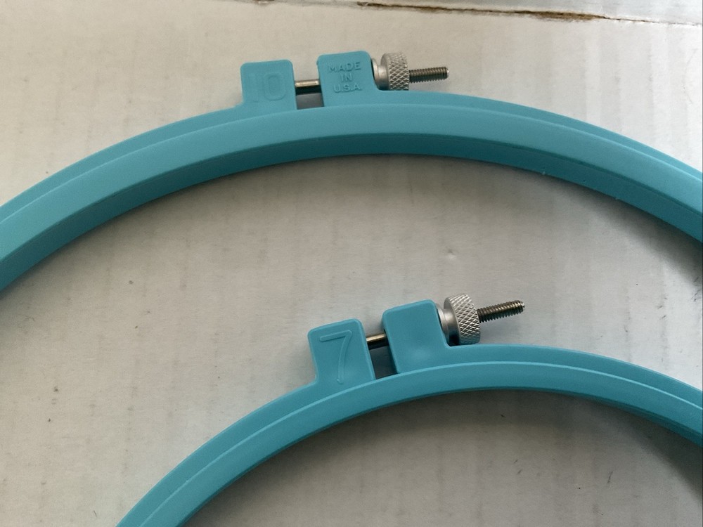 3 Plastic Embroidery Hoops, 10” & Two 7” Hoops