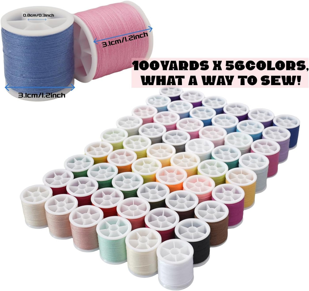 56 Spools Sewing Thread Kit for Hand Sewing and Machine Sewing Use