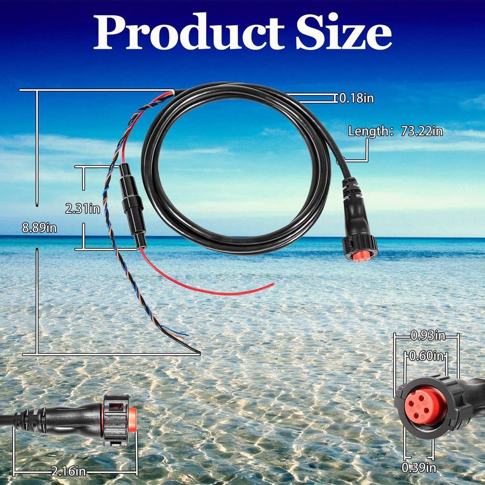 010-12445-00 Power/Data Cable Threaded 4-Pin for Garmin,echoMAP,GPSMAP,Panoptix