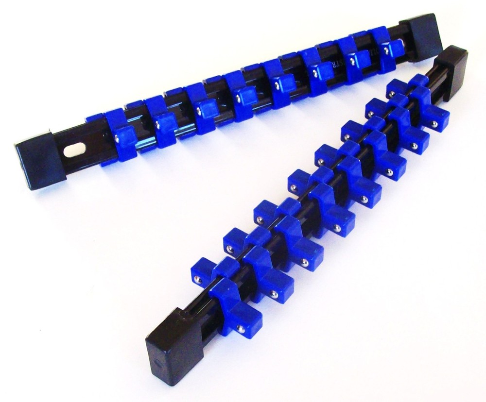 2 GOLIATH INDUSTRIAL 3/8" ABS DOUBLE SIDED SOCKET RAIL HOLDER ORGANIZER SR38DS