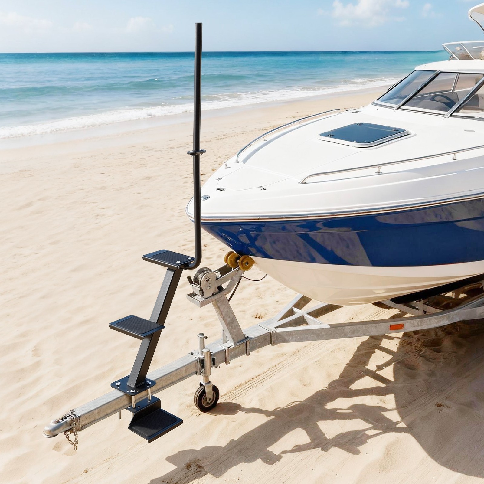 VEVOR Boat Trailer Steps Heavy Duty Boat Steps with Handle 3 Step Bottom Mount