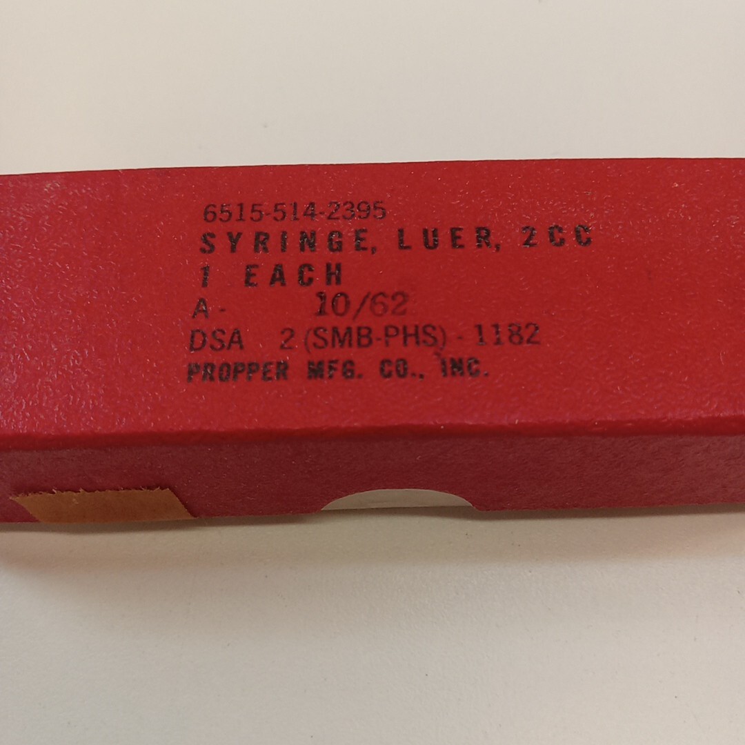 Vintage Glass Syringe Luer 2cc Original Package Propper Trophy 1960's READ