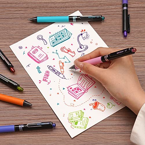 WRITECH Retractable Gel Ink Pens Multi Colored 0.7mm Medium Point Colorful Cl...