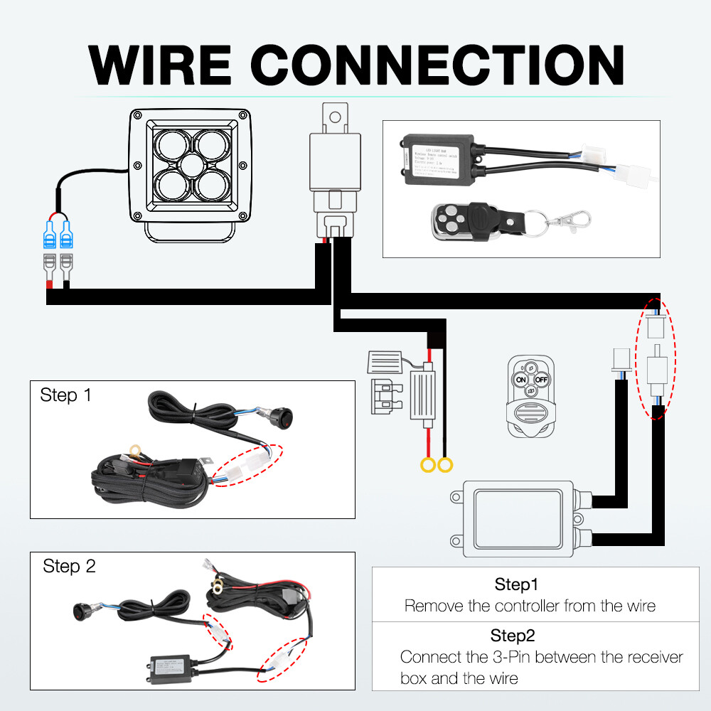Strobe Switch Wireless Remote Control For Wiring Harness Kit LED Light Bar 12V