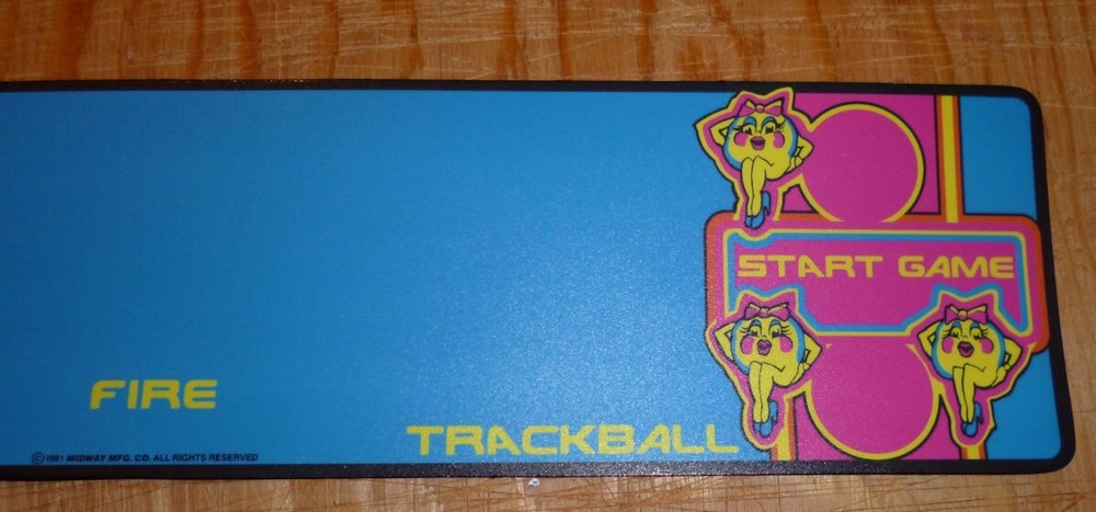 Multicade Ms Pac Man Control Panel Overlay 3 inch trackball 2 1/4 Die Cut