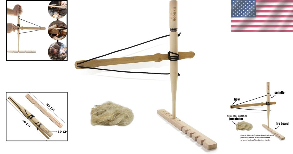 Pre-Assembled Bow Drill Fire Starter – Essential Tool for Scouts & Adventurers