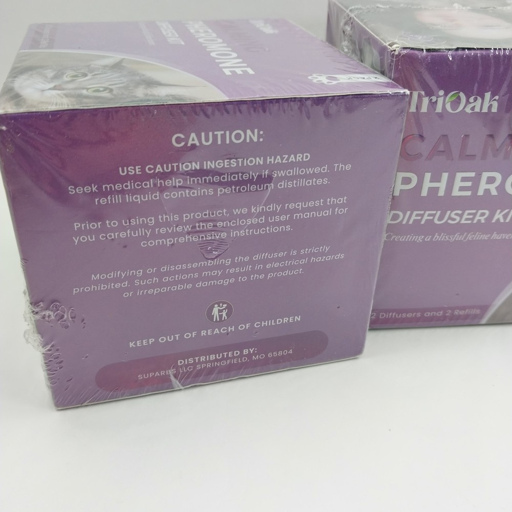 TriOak Cat Calming Diffuser Kit Feline Anxiety Relief Kit Pheremone - 3 Pack