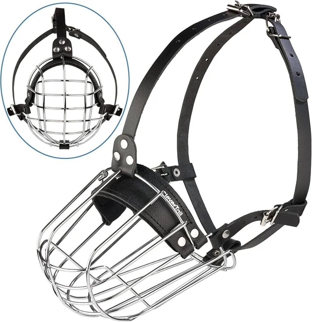 Pitbull Dog Muzzle Breathable Metal Basket for Large Dogs NEW