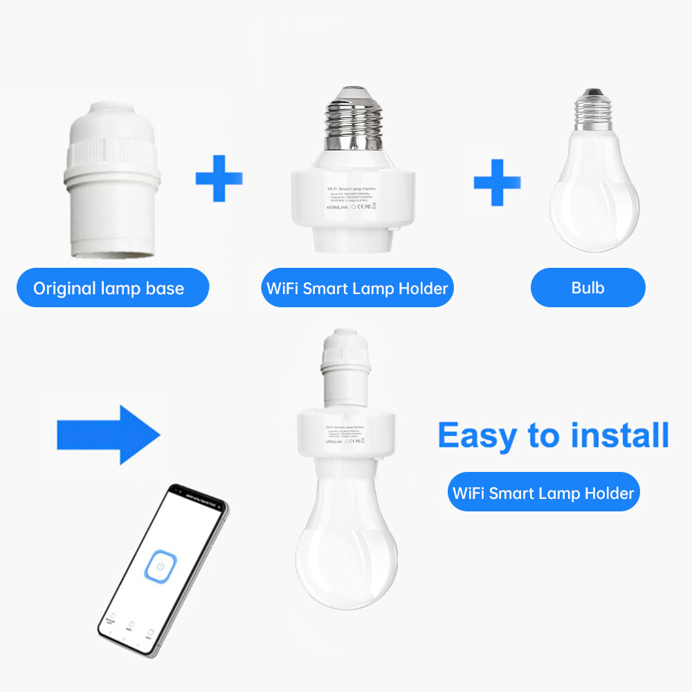 Smart WiFi Bulb Socket E26 E27 Light Bulb Adapter EWeLink Alexa Google Control