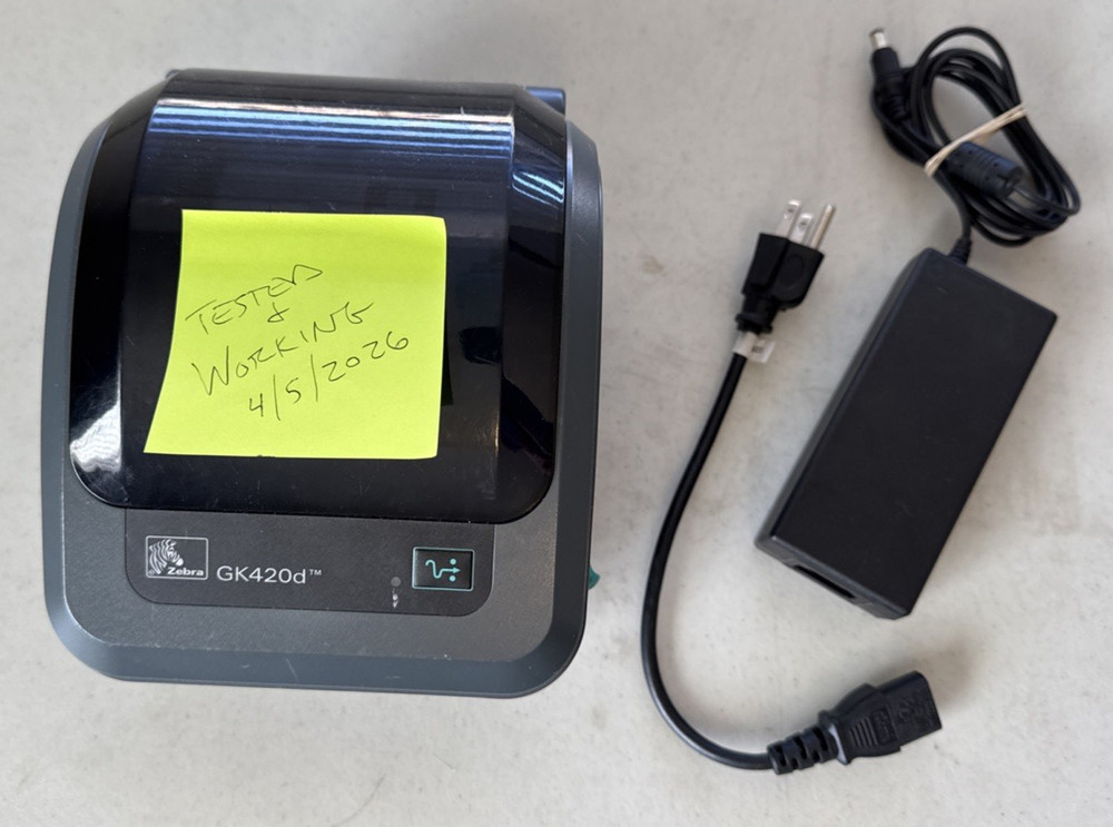 Zebra GK420D Direct Thermal Printer, Power Supply is Included, Tested & Working!