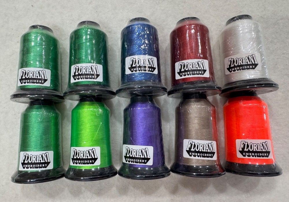 Floriani Embroidery Thread 10 New Spools Polyester Multiple Colors