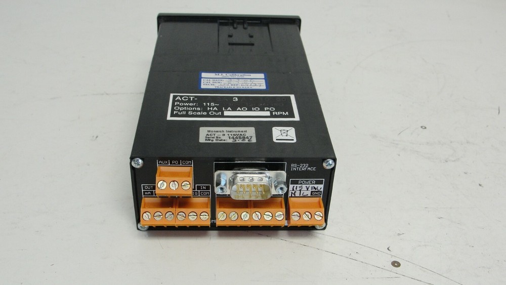 Monarch Instruments ACT-3 Digital Tachometer Panel Meter 115v