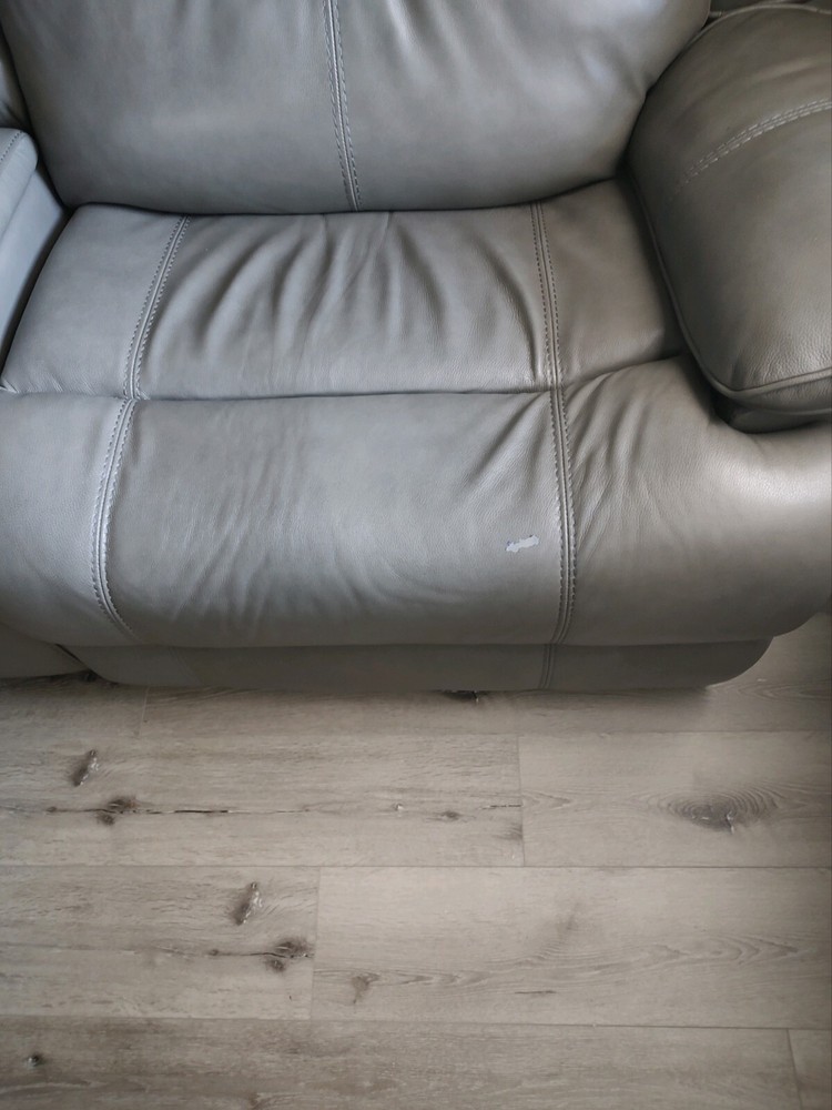 Five Piece Gray Leather Sectional