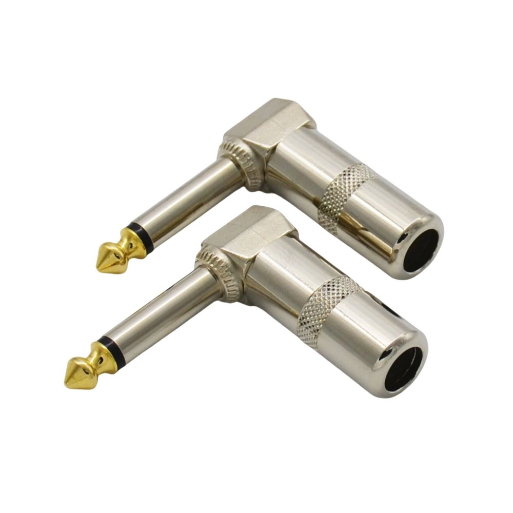 10PCS 1/4 TS Right Angle Mono Microphone Plug With a 6.35mm audio plug