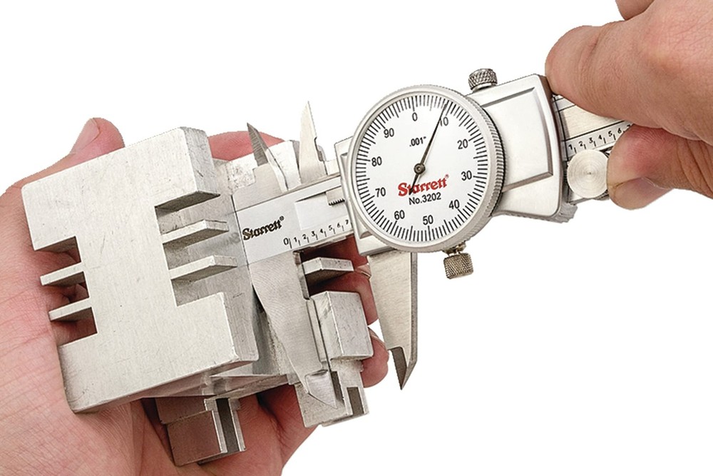 Starrett Dial Caliper with Adjustable Bezel and Fitted Case - 0-6", White