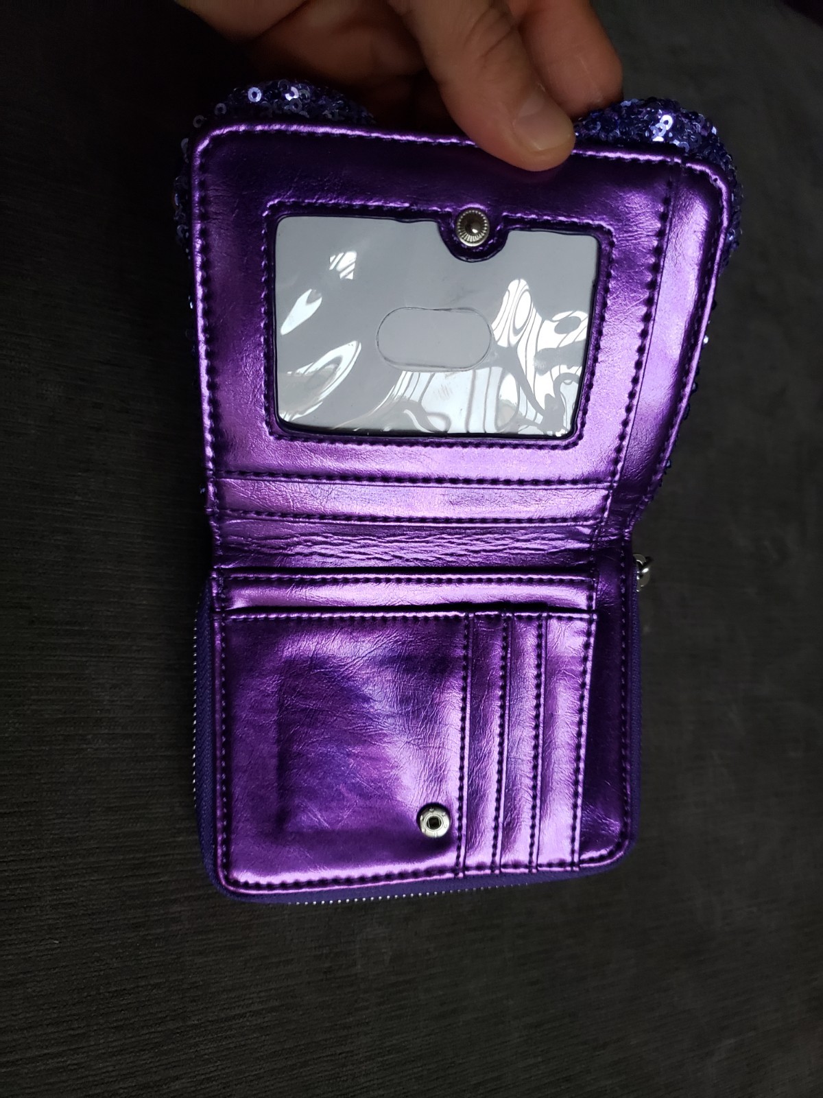 Disney Parks Exclusive Loungefly Minnie Potion Purple Sequined Wallet NWOT