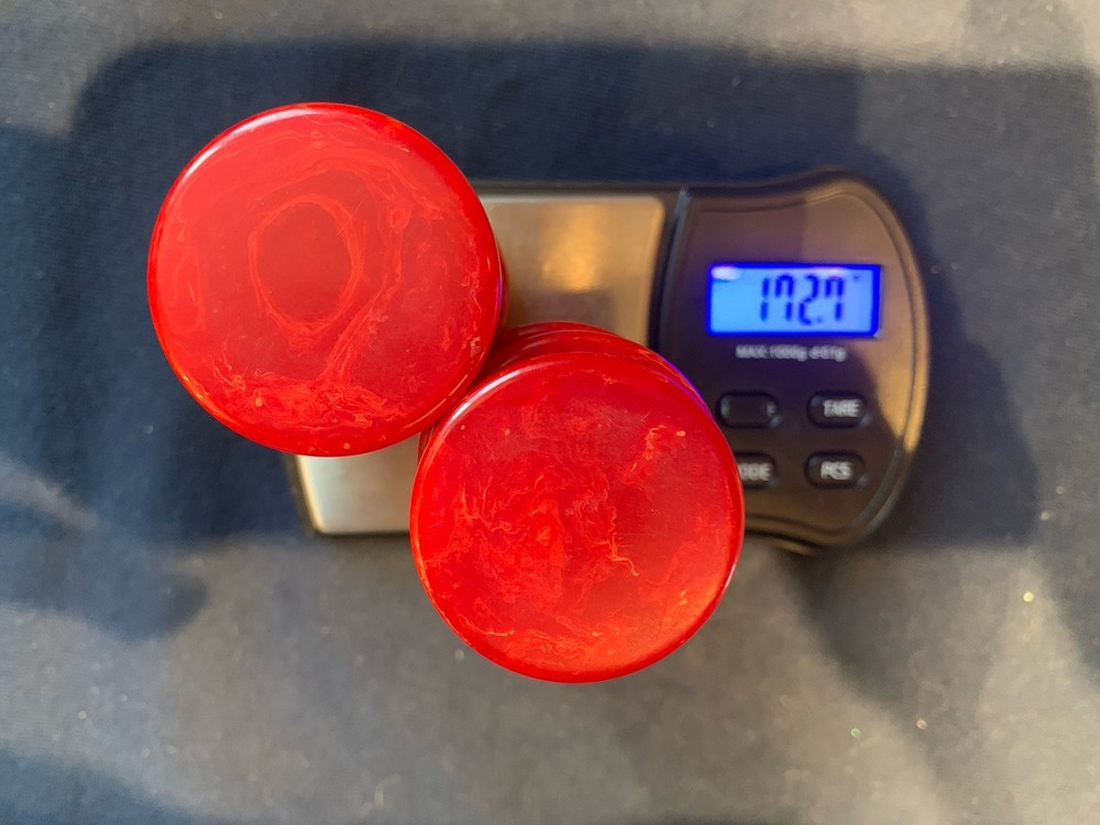 Bakelite Catalin Backgammon 24 Checkers Red & Butterscotch 346 Grams