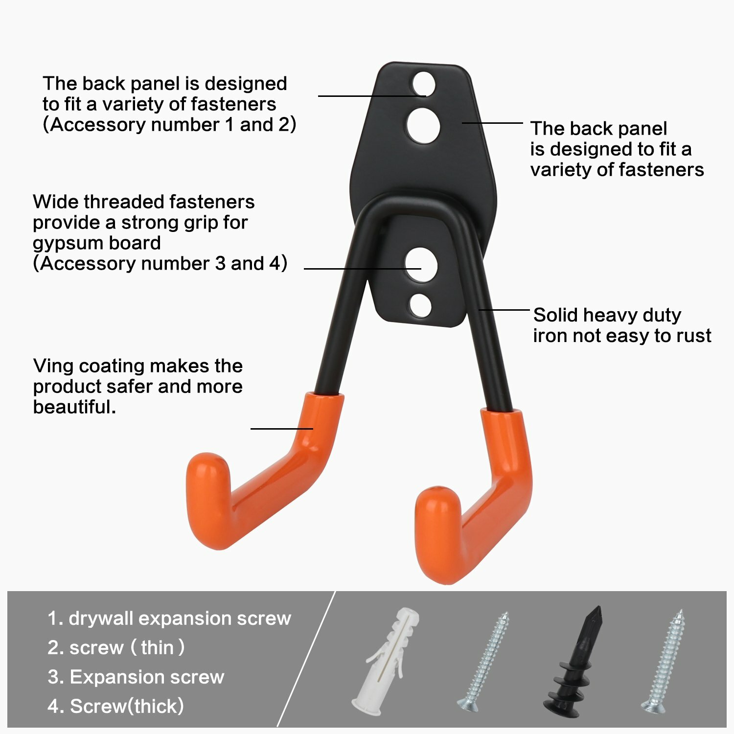 12-Pack Steel Garage Storage Utility Double Hook Wall Organizer for Garden Tools