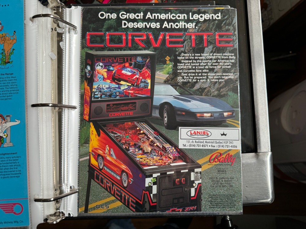 Bally CORVETTE Pinball Machine Flyer Ad Promo Insert Poster EM