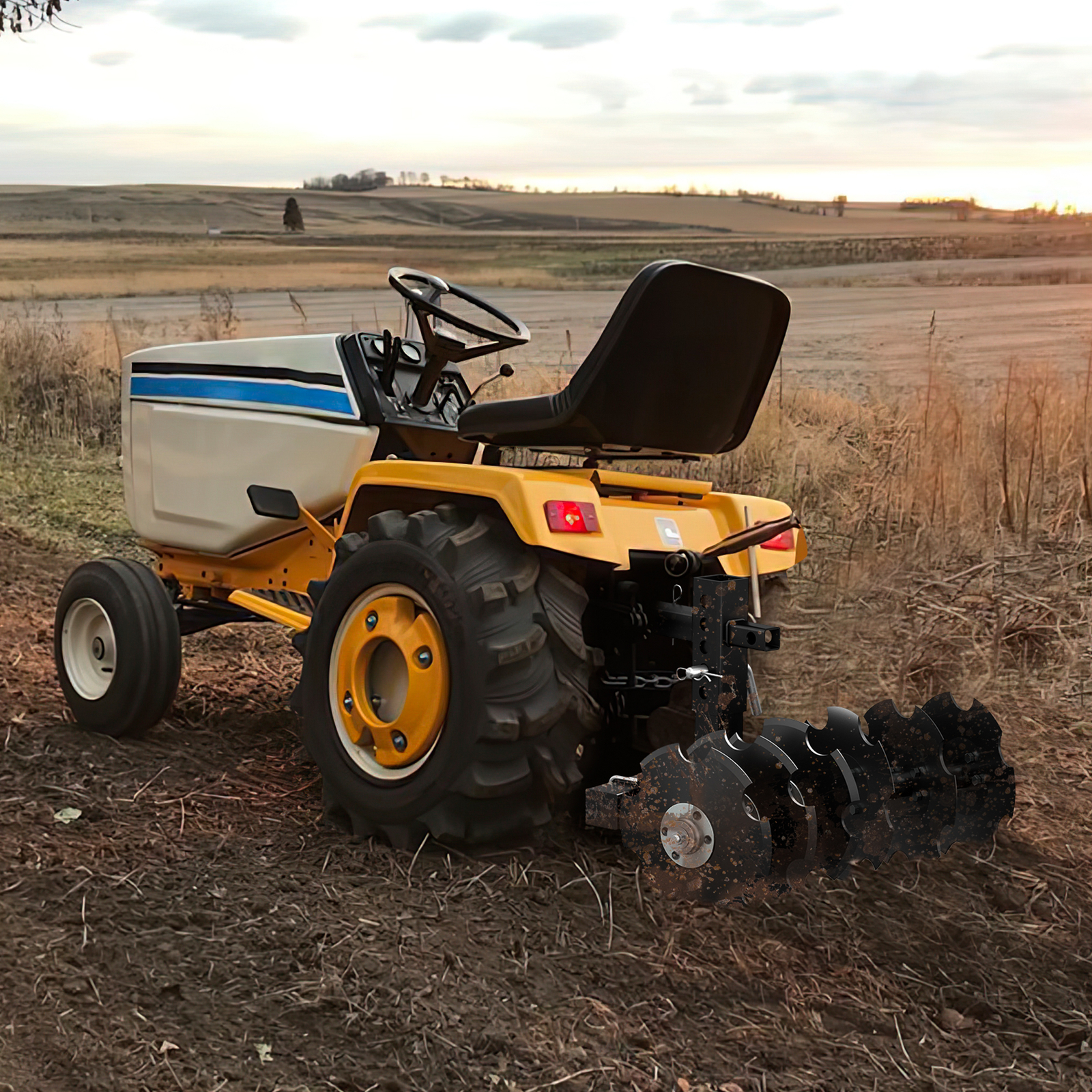 28" Cut Width ATV/UTV Disc Plow Harrow With 2" Receiver Hitch Heavy Duty Attach