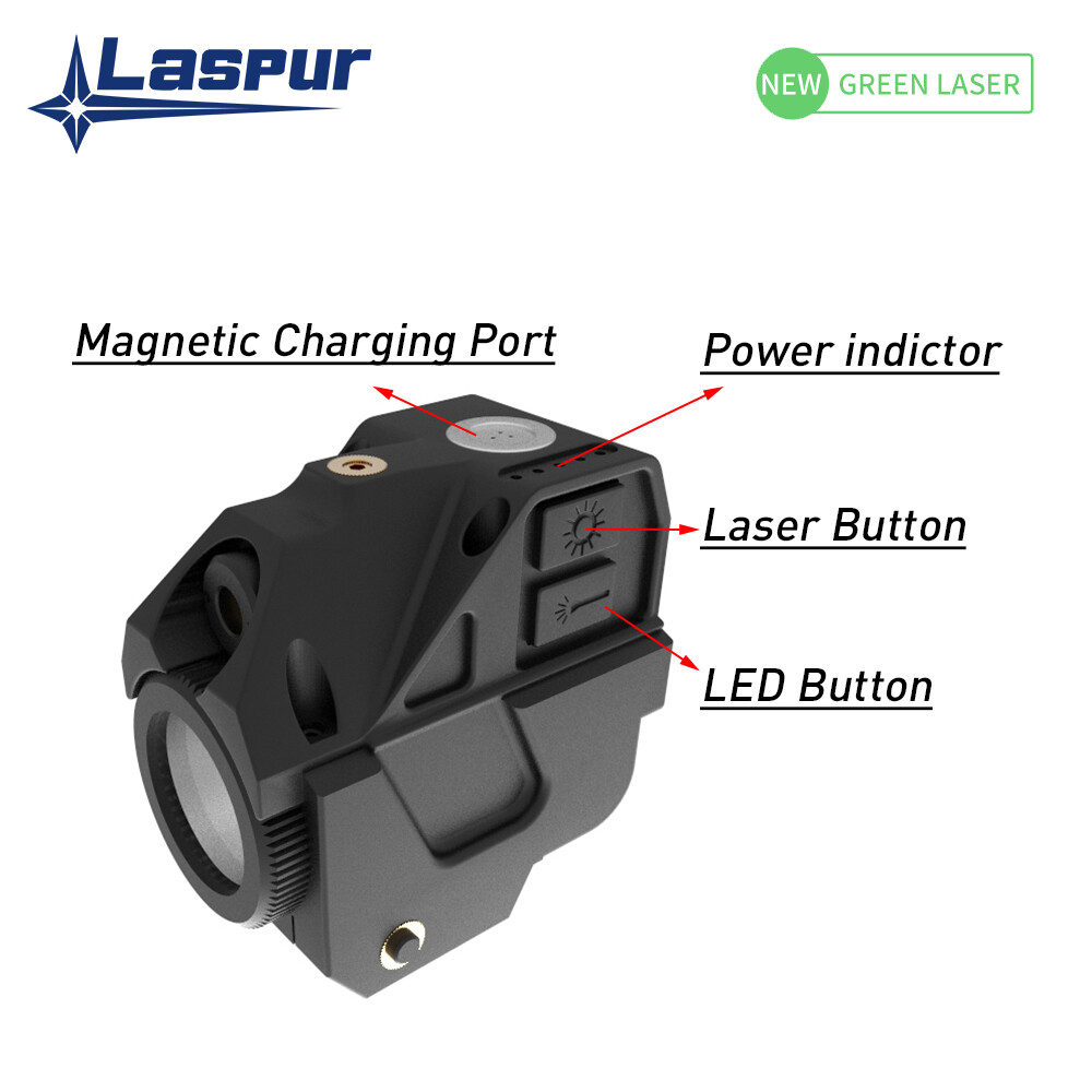 Laspur Compact Green Laser Sight Flashlight Light Combo Rechargeable Battery
