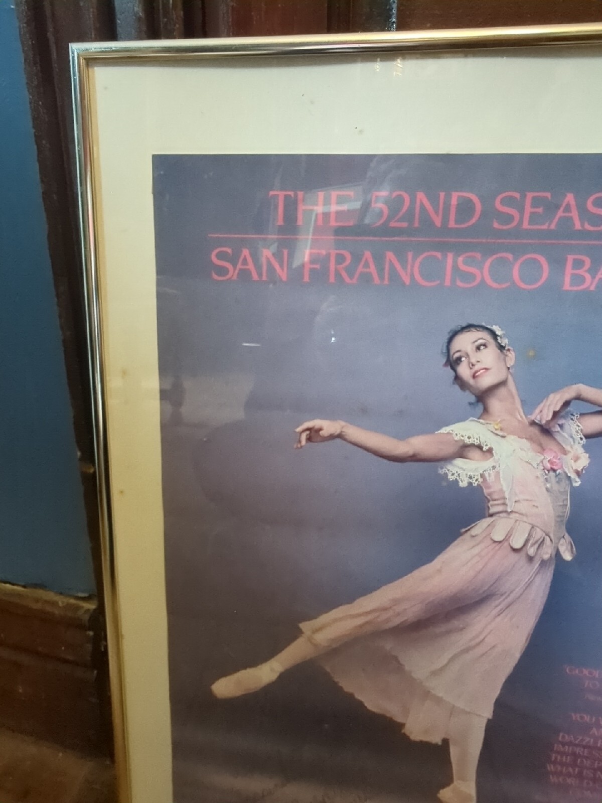1984 SAN FRANCISCO 52nd BALLET FRAMED POSTER SIGNED EVELYN CISNEROS VTG