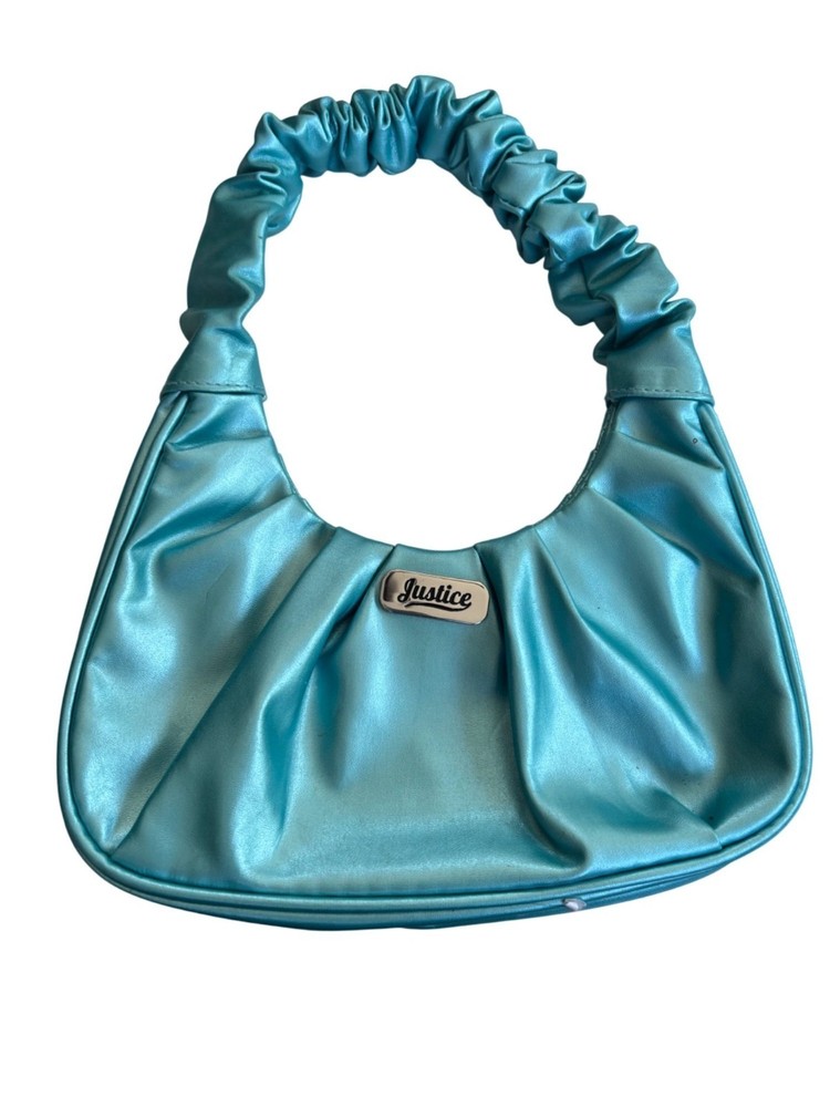 Justice Blue Satin Scrunch Handle Shoulder Bag