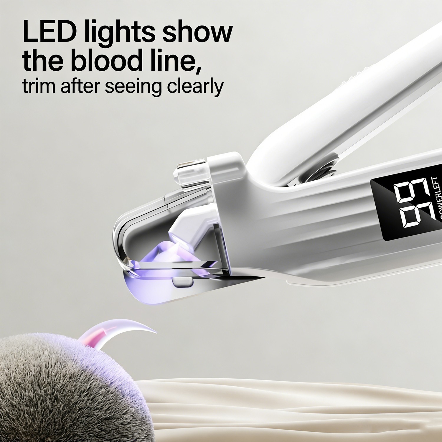 2-in-1 Dog Cat Nail Clippers Grinder with Light, USB Trimmers for L/M/S Pet Claw